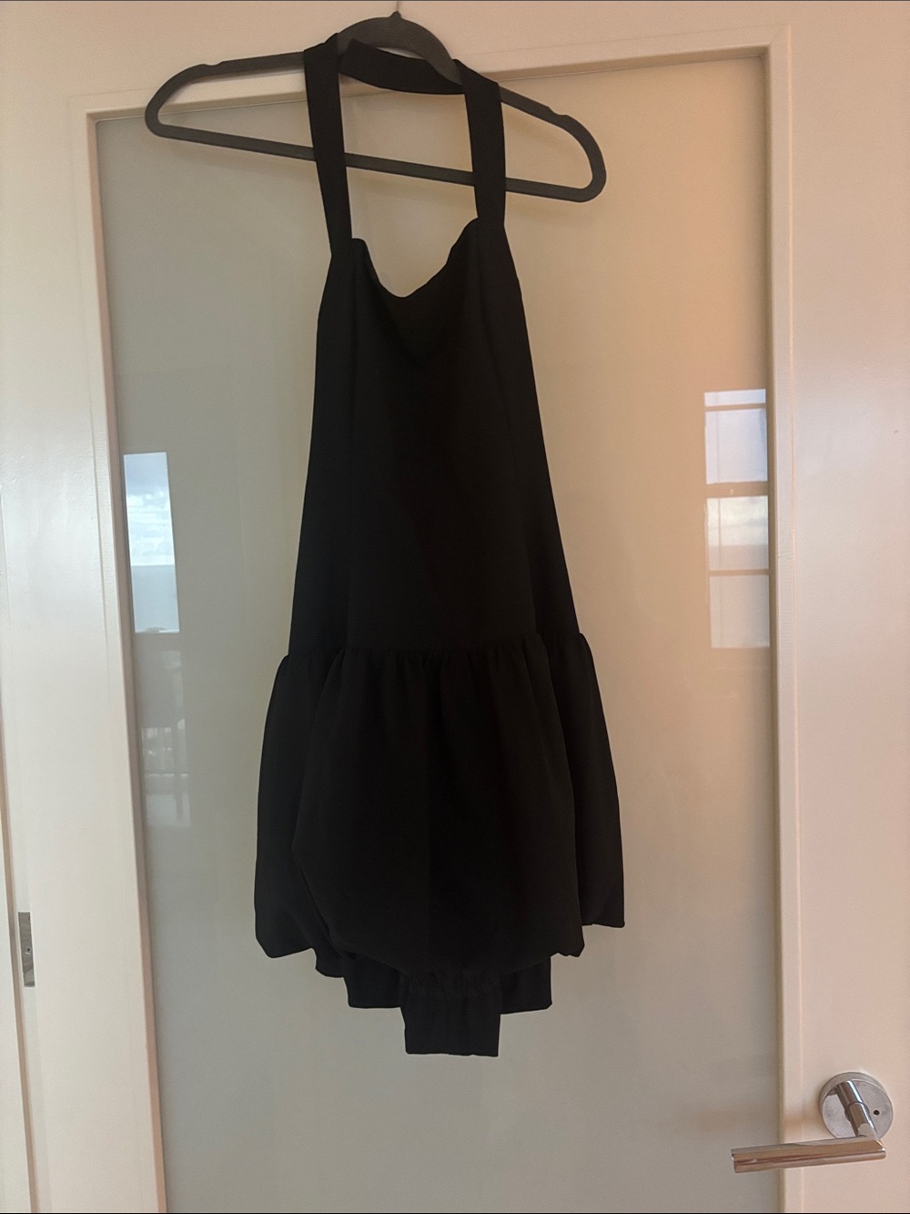 Aritzia Black Halter-Style Ruffled Kids Dress